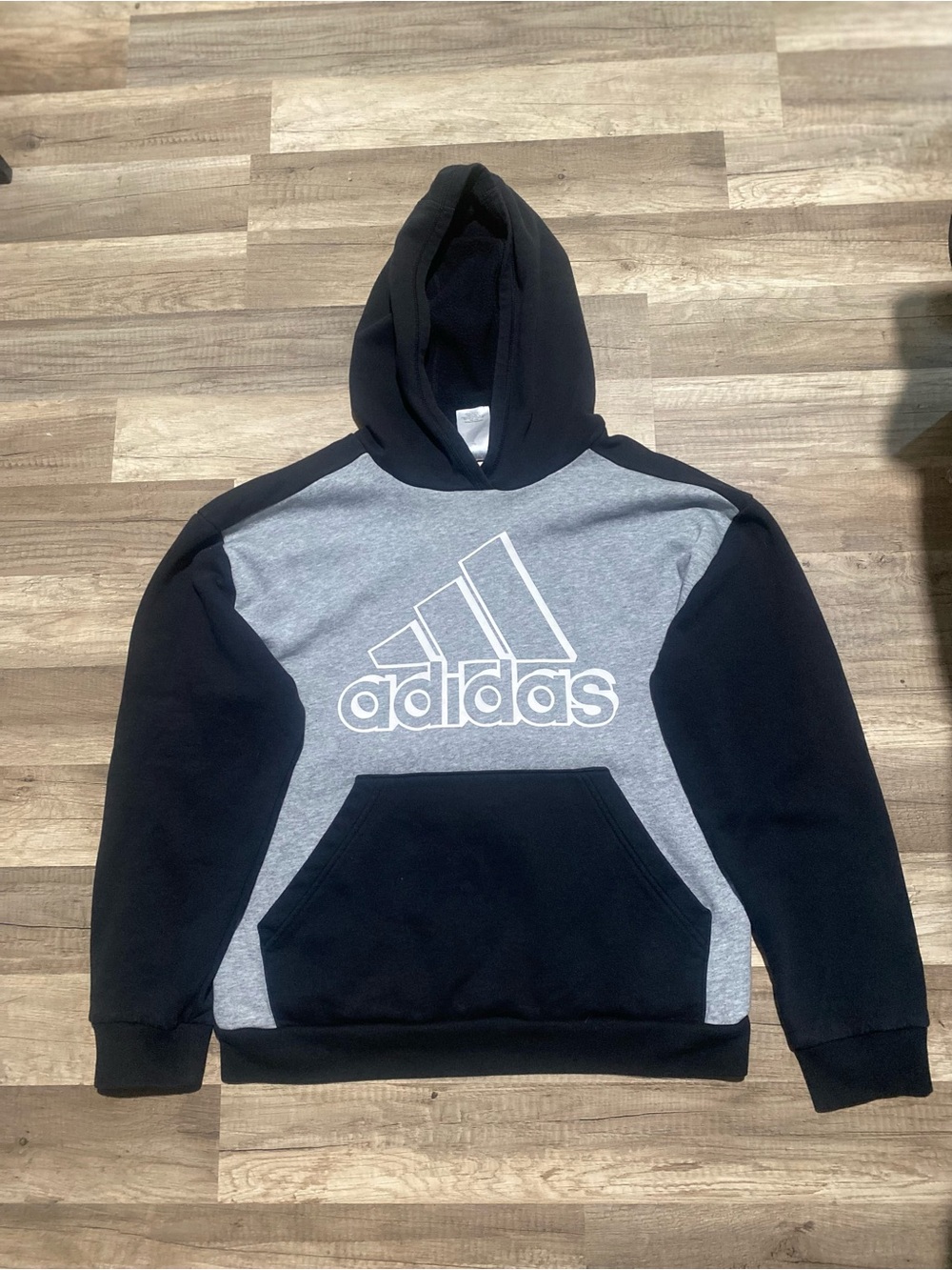 adidas Black & Gray Pullover Hoodie with Large Logo